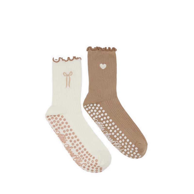 Pilatesock Women's Socks - Dark Beige