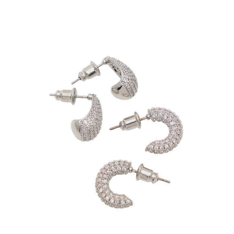 Sparkleduo Women's Earrings - Silver/Clear Multi