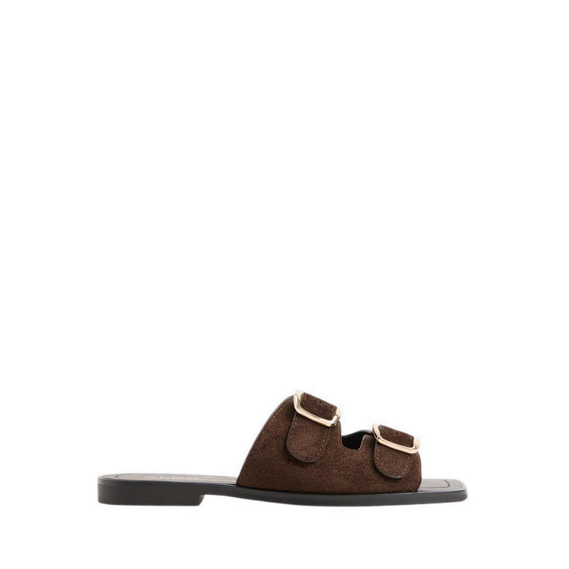 Oria-In Women's Flat Sandals - Dark Brown
