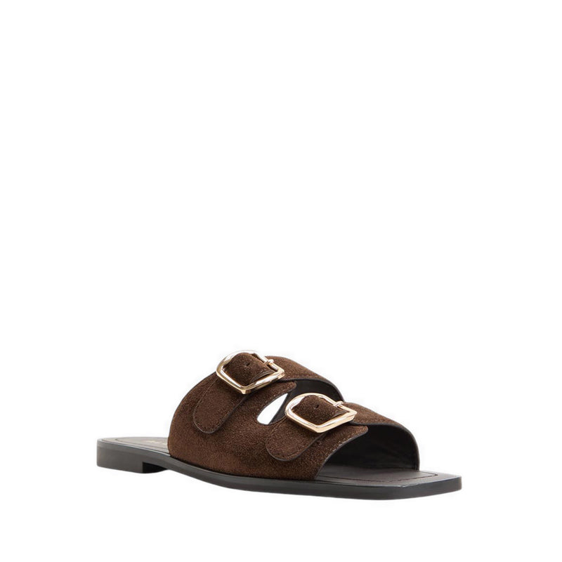 Oria-In Women's Flat Sandals - Dark Brown