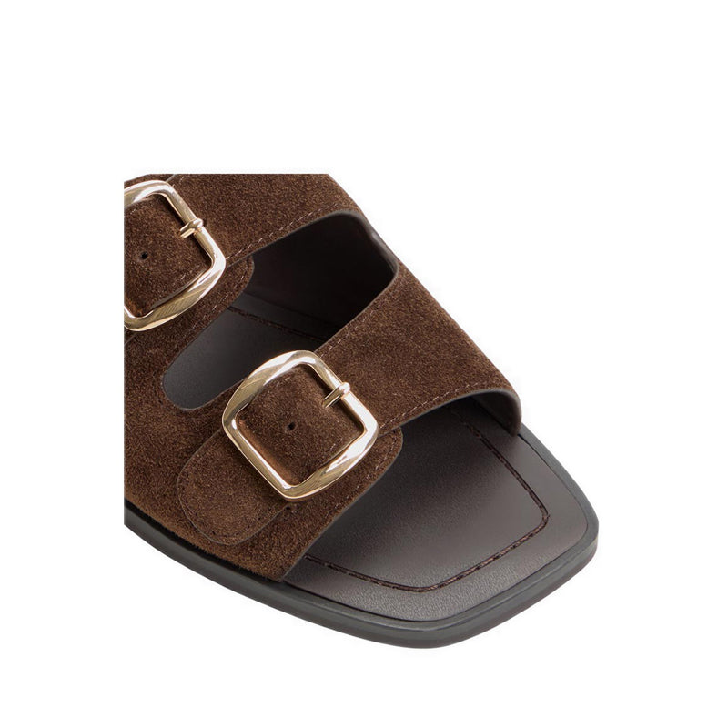 Oria-In Women's Flat Sandals - Dark Brown